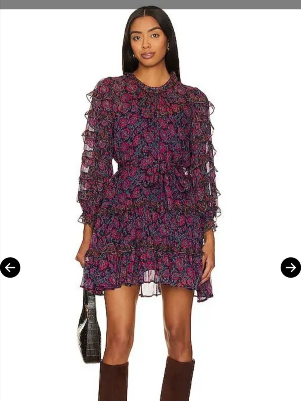 Cleobella Rosalia Ruffle Mini Dress in Bordeaux Floral